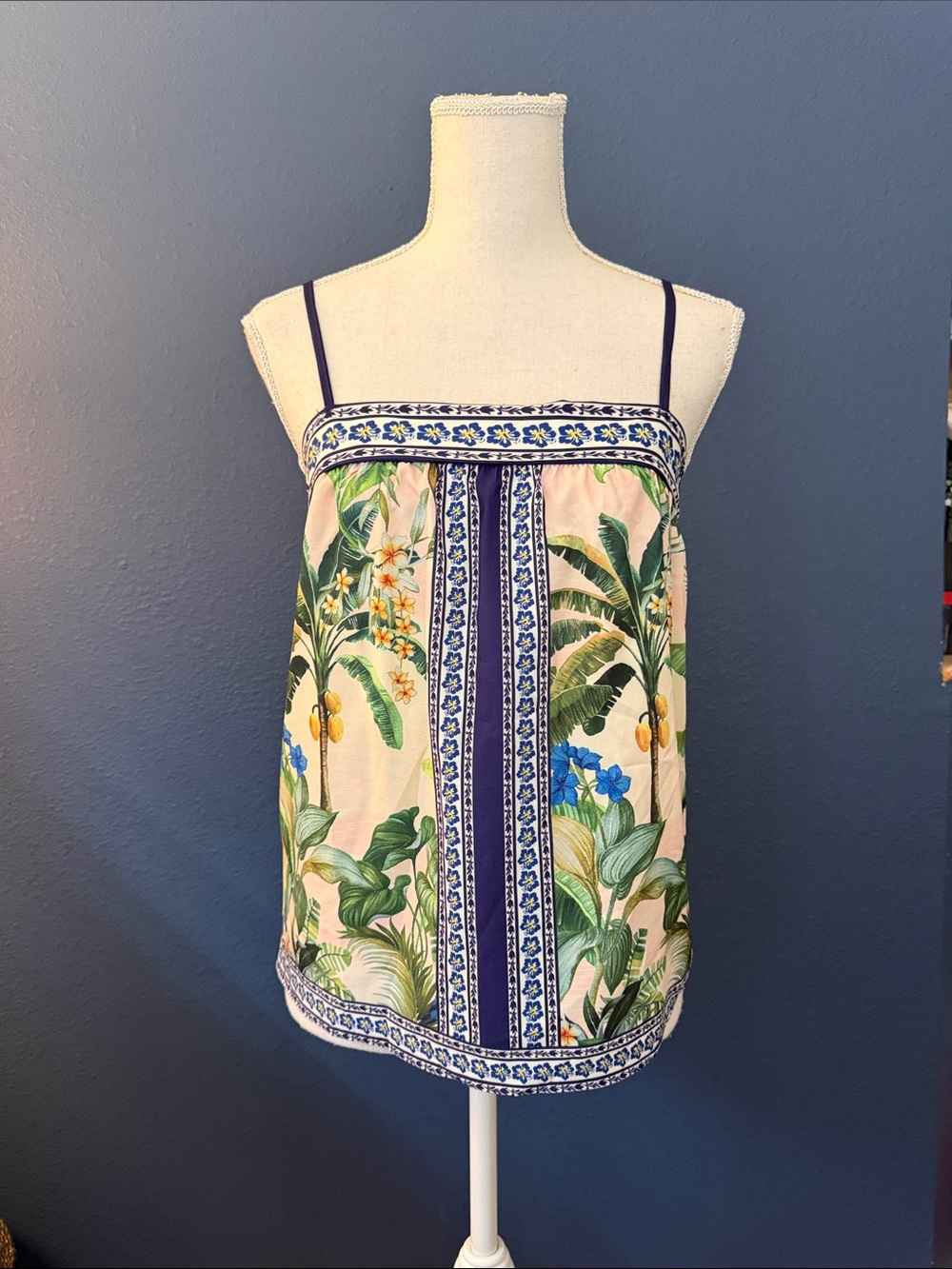 Floral Tropical Spaghetti-Strap Camisole in Pink